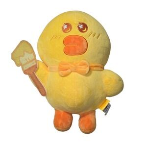 LINE FRIENDS Sally Duck Artist Plush Yellow Star Eyes Bow Tie Paintbrush 2024